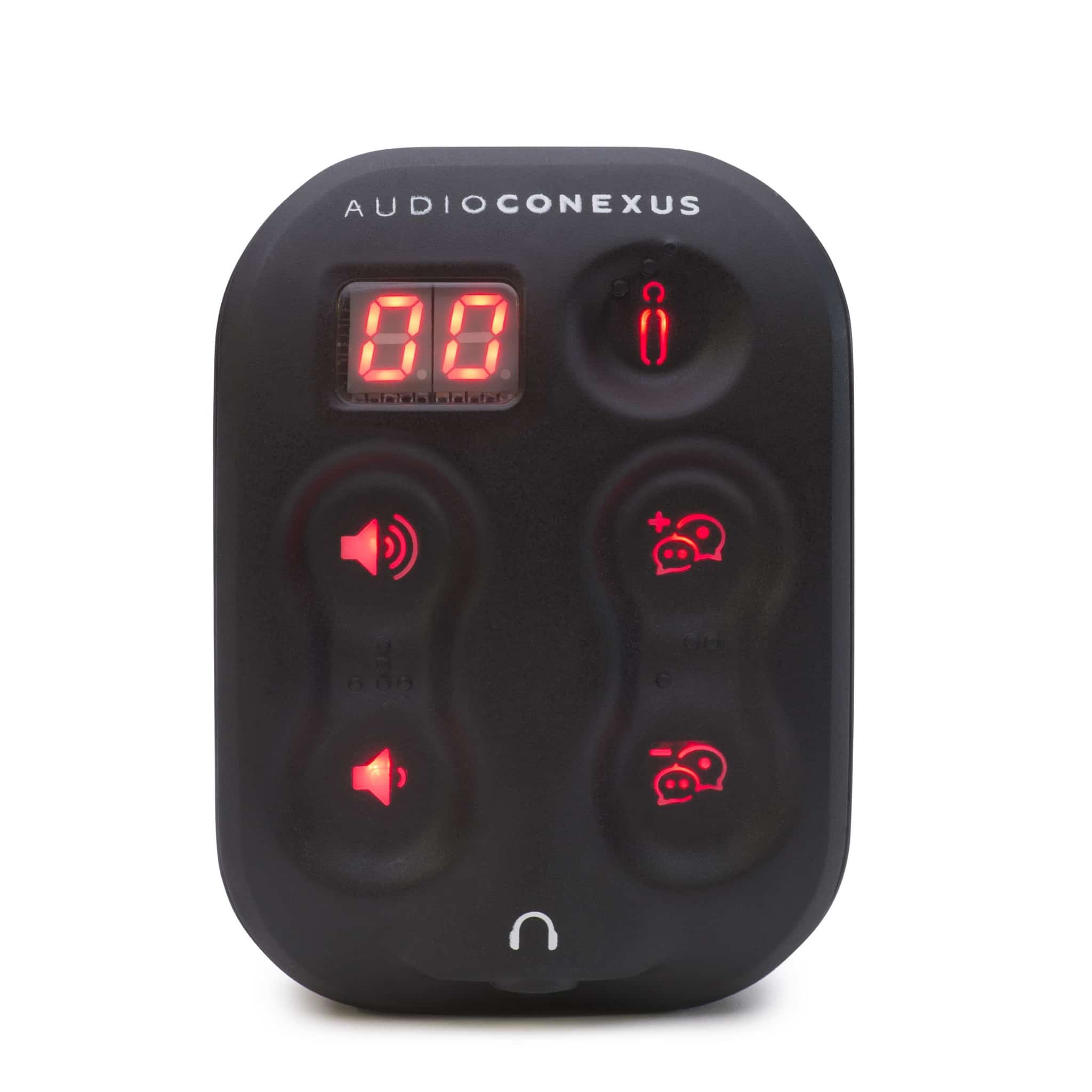 Photo of a seatback controller with the display buttons lit up