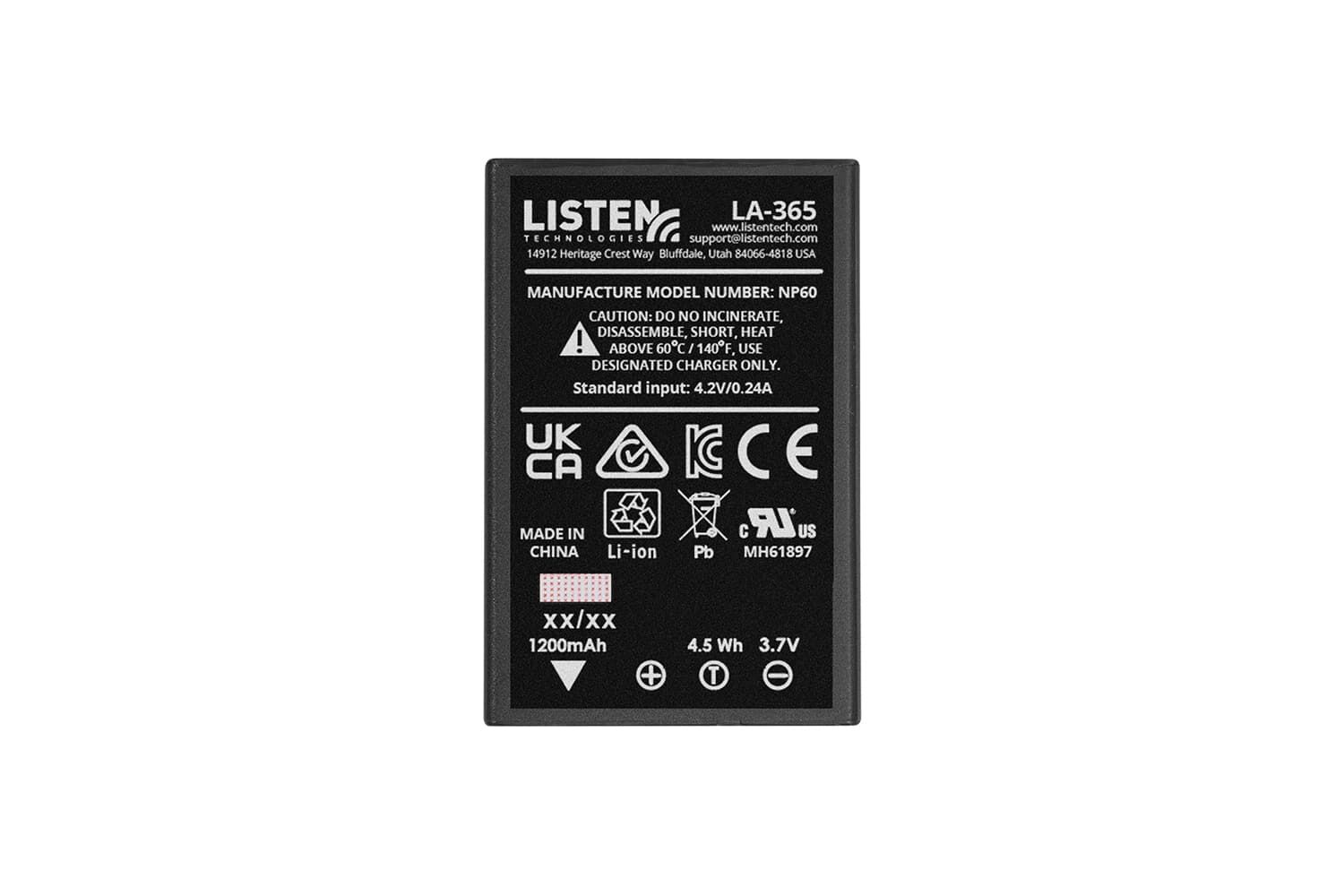 Une photo de la batterie Li-ion rechargeable de remplacement.