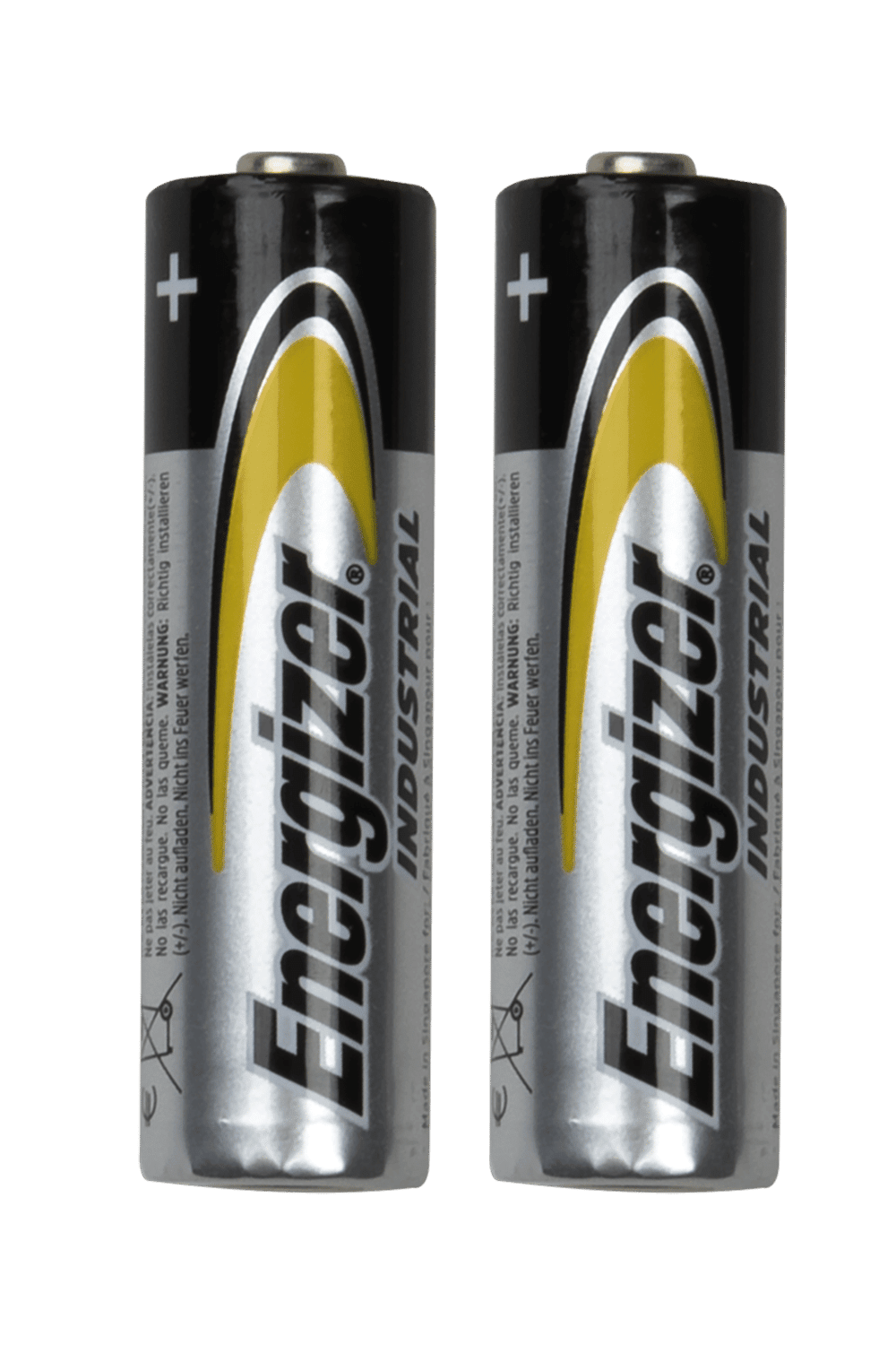 A picture of two (2) High Capacity AA Alkaline Batteries.