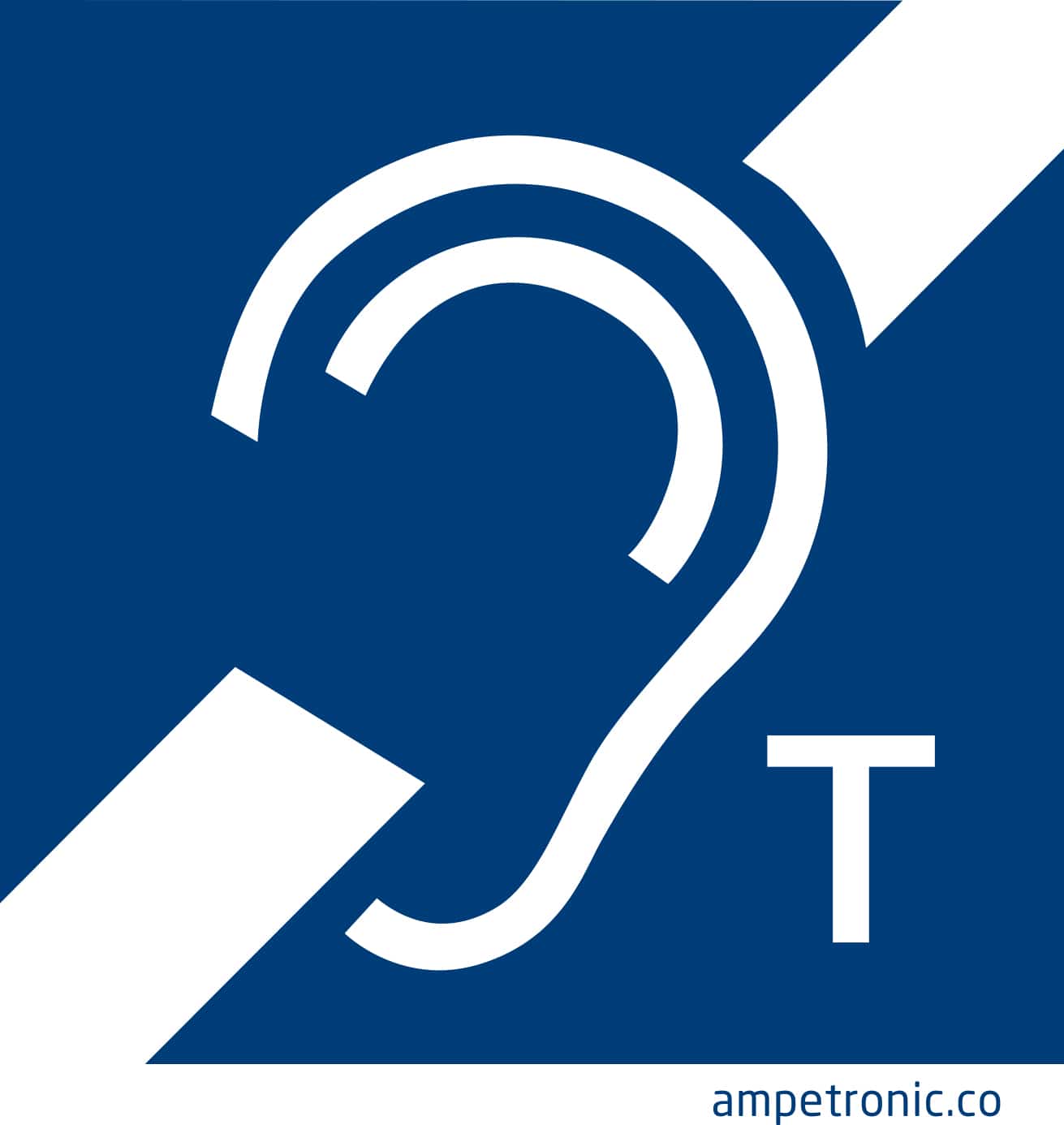 T Logo Installed Adhesive Sign with Ampletronic.co at the bottom