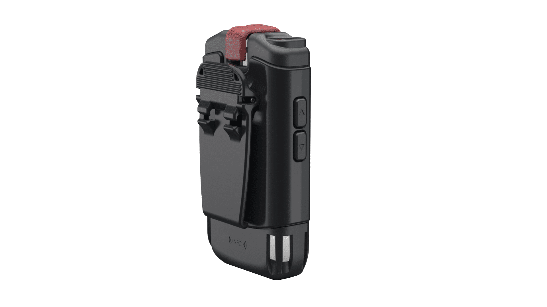 Back view of ListenTALK Transceiver Protective Case with belt clip