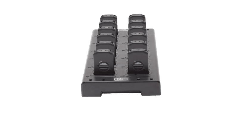 12 unit charging tray holding iDSP receivers