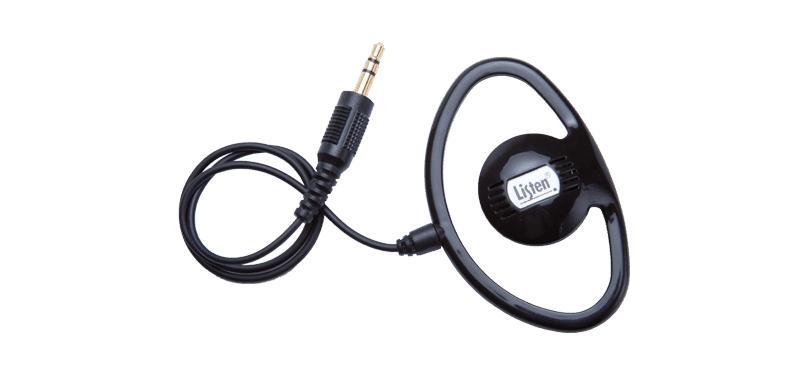 Universal Ear Speaker with over the ear loop, cable, and 3.5mm standard audio jack plug
