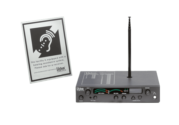 Stationary RF transmitter next to ADA signage