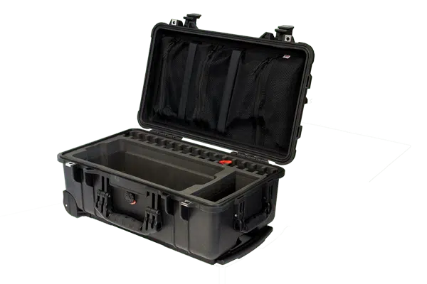 Hard-sided black ListenTALK carrying case