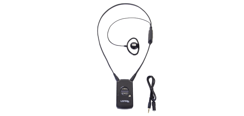Infrared receiver w/neck loop lanyard & ear speaker