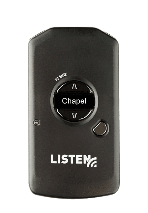 Black LR5200 intelligent digital signal processing 72 MHz radio frequency receiver with the word chapel showing as the name of the channel.