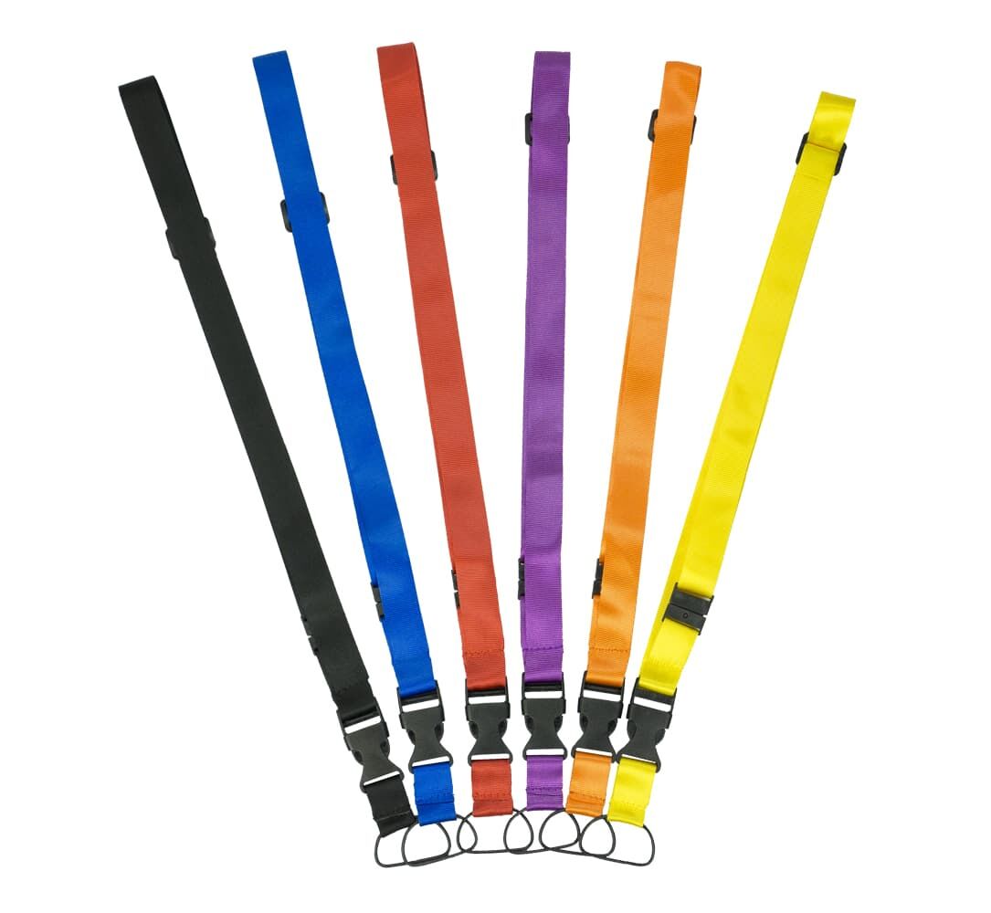 A picture of colorful Breakaway Lanyards.